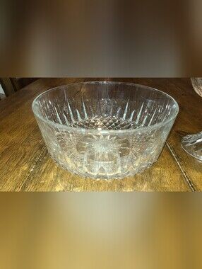 Vtg d'Arques France Diamant Lead Crystal Large Serving Bowl- Excellent Condition